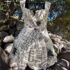 Harry Potter Marauders Map Dress Size S Black Cream Corset Sweetheart Milkmaid